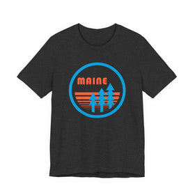 Buy dark-grey-heather Maine T Shirt - Retro Trees Maine Tee