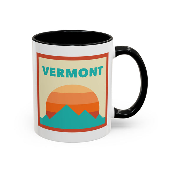 Vermont Retro Ombre Sun Mountain Coffee Mug 11 oz, Vermont Nature Lover Gift, Mountain Enthusiast Mug