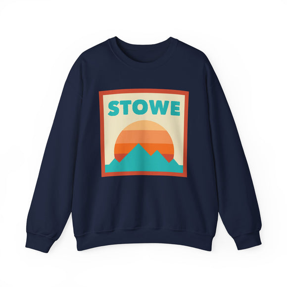 Retro Stowe, Vermont Sweatshirt, Mountain Sun Design, Unisex Crewneck, Gift for Outdoorsy Friends, Vintage Stowe, Vermont Jumper