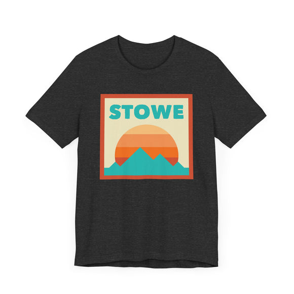 Retro Stowe, Vermont T-Shirt, Mountain Sun Tee, Unisex Graphic Shirt, Vintage Stowe, Vermont Top, Outdoor Adventure Clothing