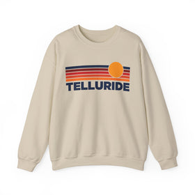 Telluride, Colorado Sweatshirt Retro Sun Unisex - Telluride Vintage Inspired Warm Pullover Jumper