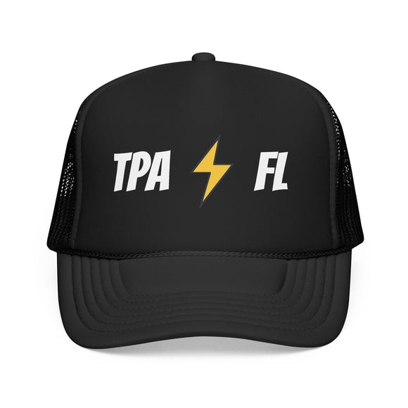 Tampa, Florida Retro Trucker Hat - Lightning Foam Cap - Lightning Black
