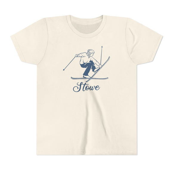Stowe, Vermont Youth Vintage Snow Ski Graphic Tee - Kids Stowe T Shirt