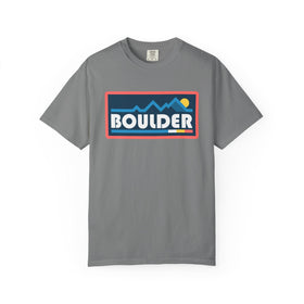 Buy grey Boulder, Colorado Graphic Tee, Comfort Colors Retro Mountain Unisex Boulder T shirt
