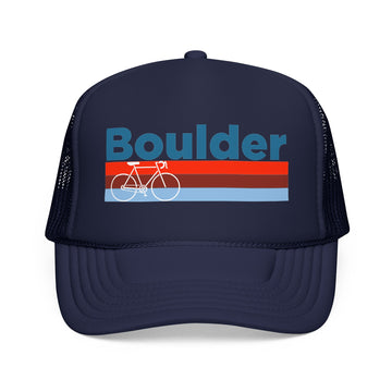 Buy dark-navy Boulder, Colorado Trucker Hat - Foam Boulder Bike Cap