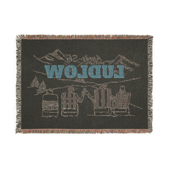 Ludlow, Vermont Ski Town Throw Blanket | Mountain Woven Blanket