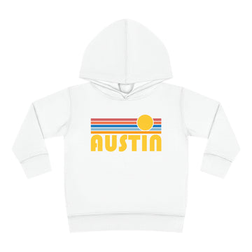 Buy white Austin, Texas Toddler Hoodie - Retro Sunrise Unisex Austin Toddler Sweatshirt