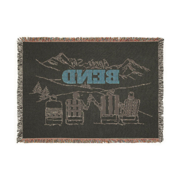 Bend, Oregon Ski Town Throw Blanket | Mountain Woven Blanket