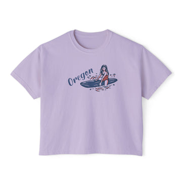 Buy orchid Oregon Surfer Girl Tee | 100% Cotton Women's Boxy Tee
