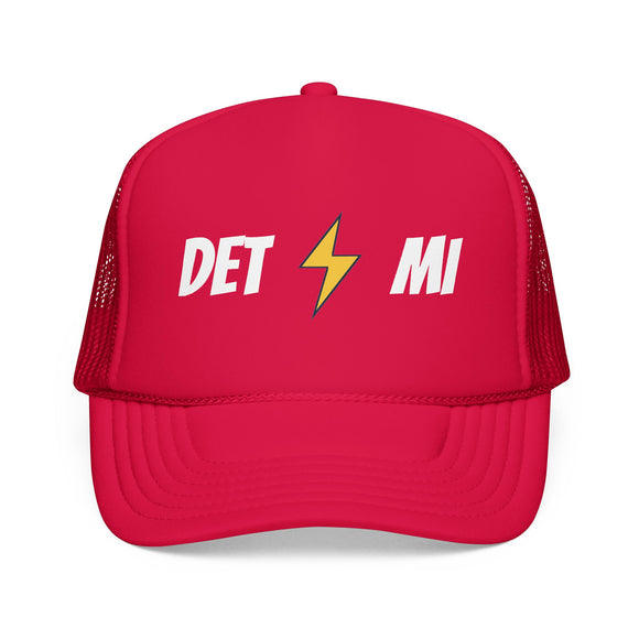Detroit, Michigan Retro Trucker Hat - Lightning Foam Cap