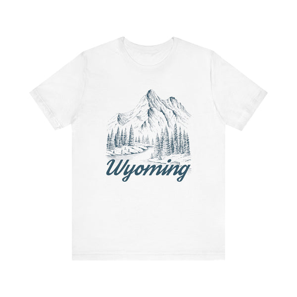 Wyoming Graphic Tee - Mountain Illustration Wyoming T Shirt