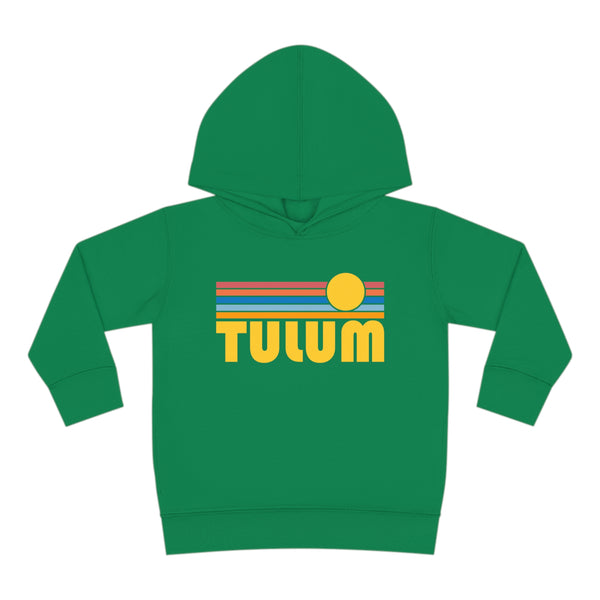 Tulum, Mexico Toddler Hoodie - Retro Sunrise Unisex Tulum Toddler Sweatshirt