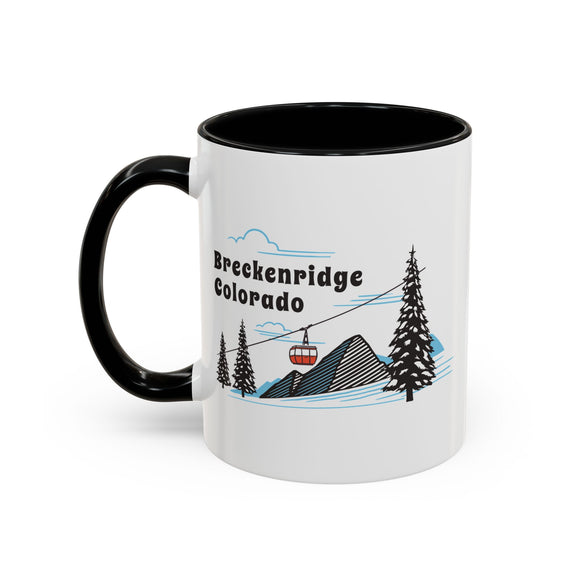 Breckenridge, Colorado Retro Snow Skiing Mountain 11 oz Mug, Ski Lodge Decor Coffee Cup, Mountain Gondola  Lover Gift, Retro Skiing Mug