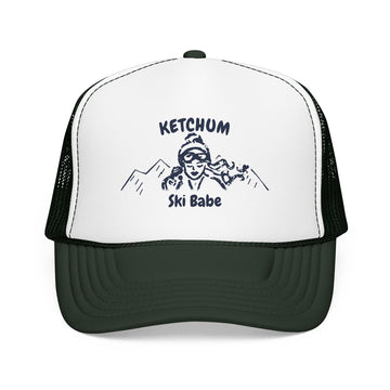 Buy dark-green-white-dark-green Ketchum, Idaho Ski Babe Trucker Hat — Foam Mesh Cap