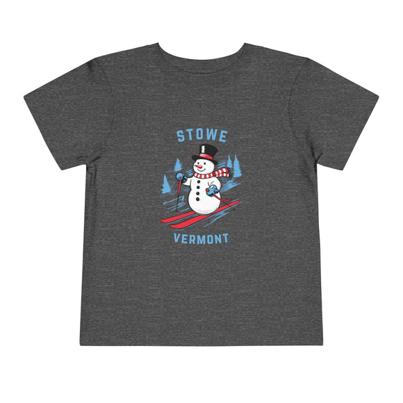 Stowe, Vermont Toddler Skiing Snowman Graphic Tee - Kids Stowe Shirt