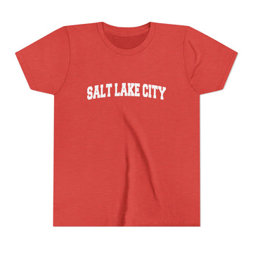 Buy heather-red Salt Lake City, Utah Youth Graphic Tee - Kids Salt Lake City T Shirt