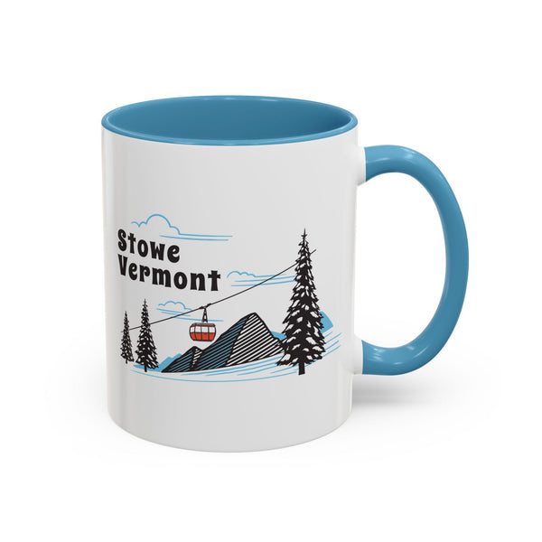 Stowe, Vermont Retro Snow Skiing Mountain 11 oz Mug, Ski Lodge Decor Coffee Cup, Mountain Gondola  Lover Gift, Retro Skiing Mug