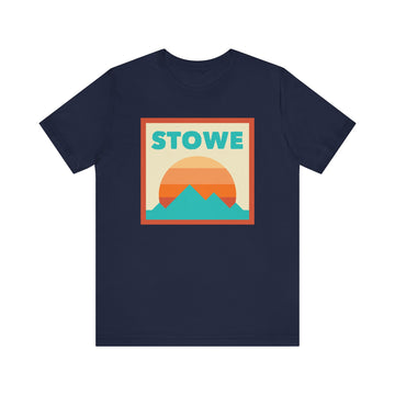 Buy navy Retro Stowe, Vermont T-Shirt, Mountain Sun Tee, Unisex Graphic Shirt, Vintage Stowe, Vermont Top, Outdoor Adventure Clothing