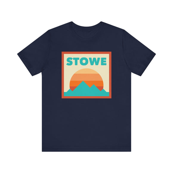 Retro Stowe, Vermont T-Shirt, Mountain Sun Tee, Unisex Graphic Shirt, Vintage Stowe, Vermont Top, Outdoor Adventure Clothing
