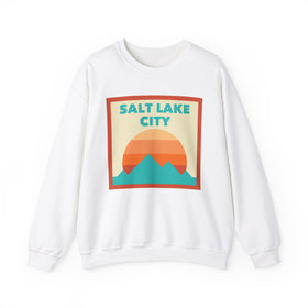 Retro Salt Lake City, Utah Sweatshirt, Mountain Sun Design, Unisex Crewneck, Gift for Outdoorsy Friends, Vintage Salt Lake City, Utah Jumper