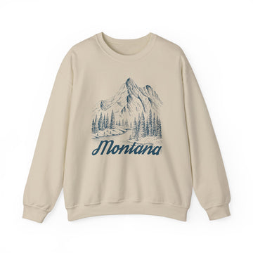 Montana Sweatshirt - Mountain Illustration Graphic Crewneck - 0