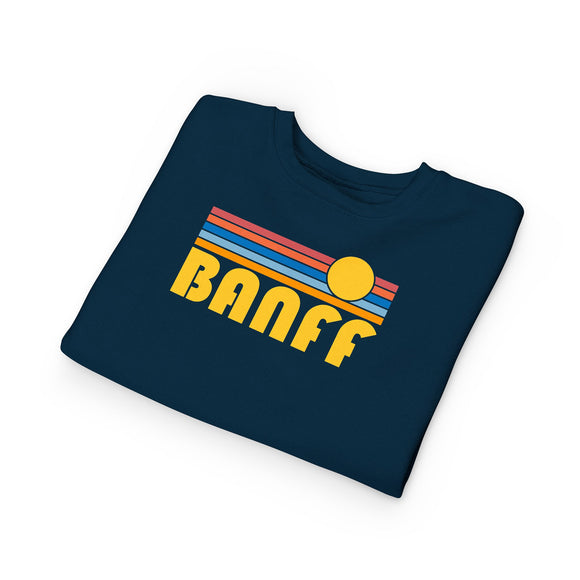 Banff, Canada Toddler Sweatshirt - Retro Sun Banff Toddler Crewneck Sweatshirt