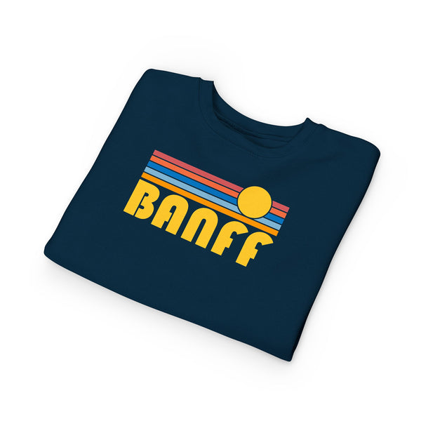 Banff, Canada Toddler Sweatshirt - Retro Sun Banff Toddler Crewneck Sweatshirt