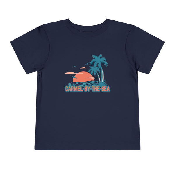 Carmel by the Sea, California Toddler T-Shirt - Retro Palm Tree Toddler Carmel by the Sea Shirt