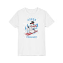 Aspen, Colorado Youth Skiing Snowman Tee - Kids Aspen T Shirt-6