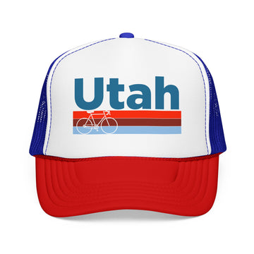 Buy red-white-royal Utah Trucker Hat - Foam Utah Bike Cap