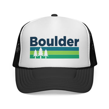 Boulder, Colorado Retro Trees Trucker Hat - Vintage Style Boulder Cap