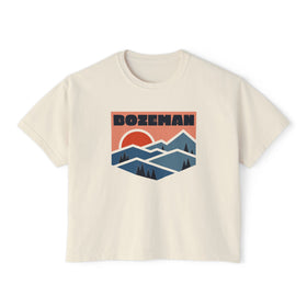 Women's Bozeman, Montana Boxy Graphic Tee - Slightly Cropped
