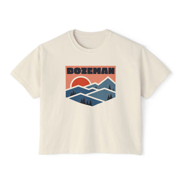 Women's Bozeman, Montana Boxy Graphic Tee - Slightly Cropped
