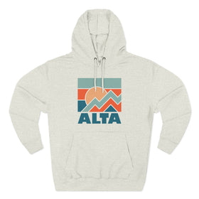 Buy oatmeal-heather Alta, Utah Hoodie - Retro Mountain Unisex Sweatshirt