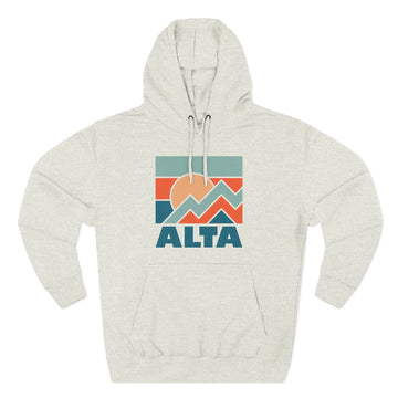 Buy oatmeal-heather Alta, Utah Hoodie - Retro Mountain Unisex Sweatshirt