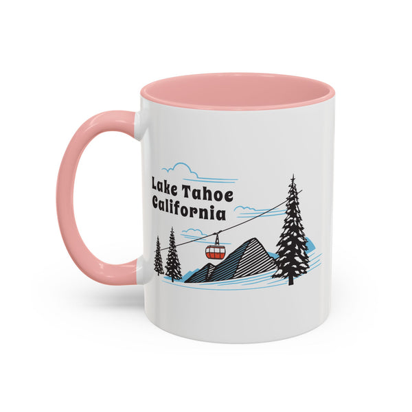 Lake Tahoe, California Retro Snow Skiing Mountain 11 oz Mug, Ski Lodge Decor Coffee Cup, Mountain Gondola  Lover Gift, Retro Skiing Mug