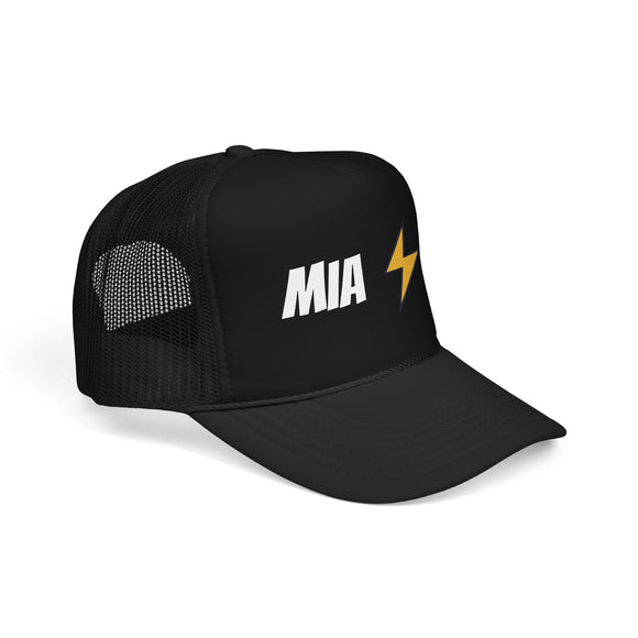 Miami, Florida Retro Trucker Hat - Lightning Foam Cap - Lightning Black