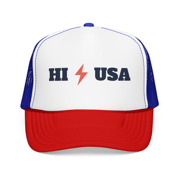 Buy red-white-royal Hawaii Retro Trucker Hat - Lightning Foam Cap - Lightning