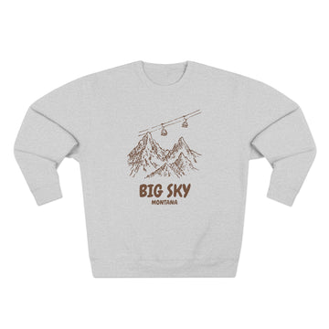 Buy heather-grey Premium Big Sky, Montana Gondola Ski Mountain Sweatshirt