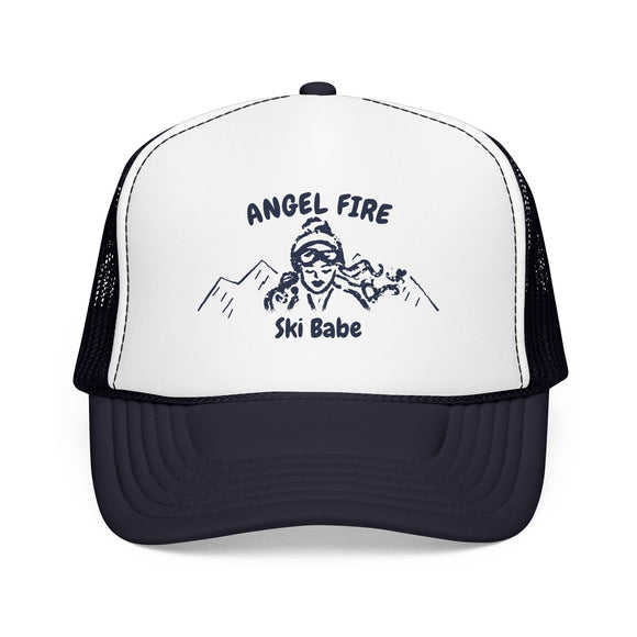 Angel Fire, New Mexico Ski Babe Trucker Hat — Foam Mesh Cap