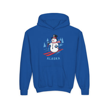 Buy royal Alaska Youth Hoodie - Skiing Snowman Kids Alaska Hooded Sweatshirt