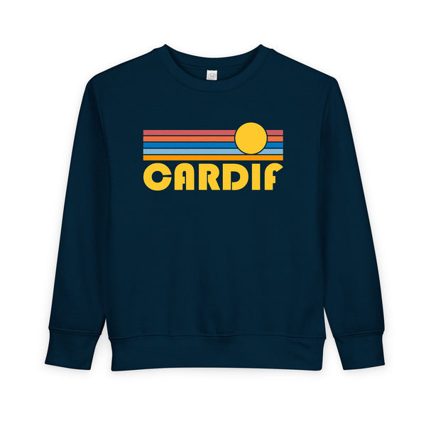 Cardif, California Toddler Sweatshirt - Retro Sun Cardif Toddler Crewneck Sweatshirt