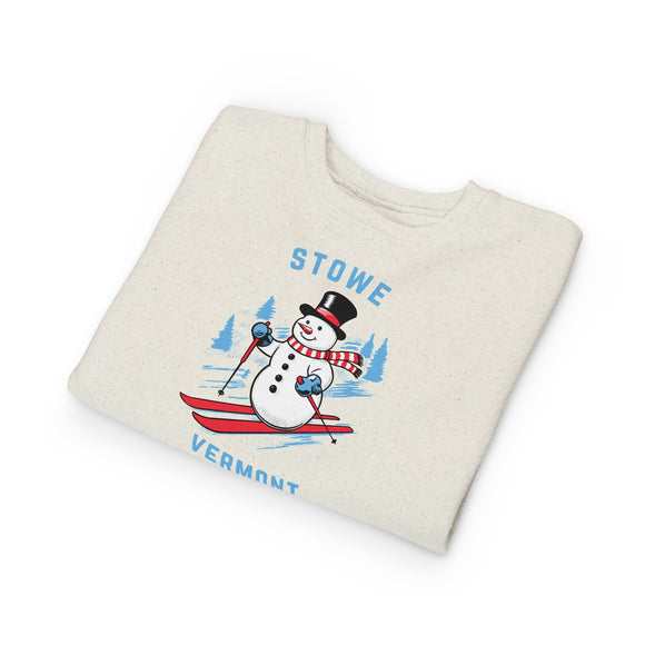 Stowe, Vermont Toddler Sweatshirt - Skiing Snowman Stowe Toddler Crewneck Sweatshirt