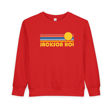 Buy red Jackson Hole, Wyoming Toddler Sweatshirt - Retro Sun Jackson Hole Toddler Crewneck Sweatshirt