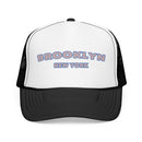 Brooklyn, New York Foam Trucker Hat - Retro Pastel Script Mesh Cap-3
