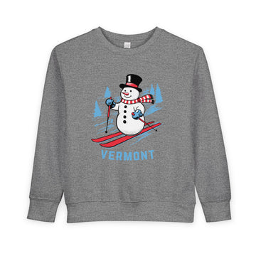 Vermont Toddler Sweatshirt - Skiing Snowman Vermont Toddler Crewneck Sweatshirt - 0
