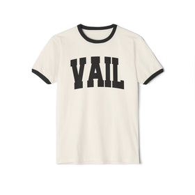 Vail, Colorado Cotton Ringer Graphic Tee - Unisex Vail T Shirt, Vintage Style Tee, Men's/Women's Tee - 0