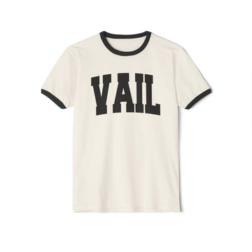 Vail, Colorado Cotton Ringer Graphic Tee - Unisex Vail T Shirt, Vintage Style Tee, Men's/Women's Tee - 0