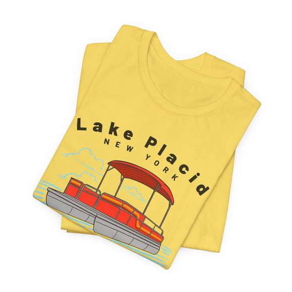 Lake Placid, New York T Shirt - Pontoon Boat Tee