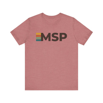 Buy heather-mauve Minneapolis, Minnesota tee - MSP t shirt retro stripes